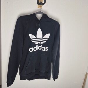 Adidas Originals Trefoil Hoodie Mens Medium Black Pullover Sweatshirt BR4852‎